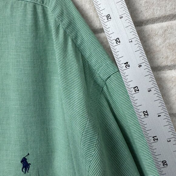 Ralph Lauren Excellent Button Down Shirt Blair Houndstooth Men L Green - Picture 7 of 9